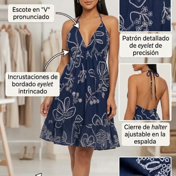 Vestido Azul Eyelet