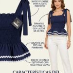 Top Peplum con Tirones Ajustables y Detalle de Encaje