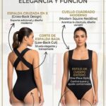 Body Negro Elegante con Espalda Cruzada en X y Cuello Cuadrado