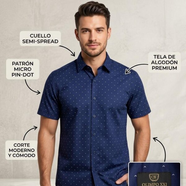 Camisa de Hombre Pin-Dot (Azul Oscuro)